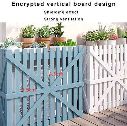  Housse En Bois Pour Climatiseur Extérieur, Protection Contre Le Vent Et Le Soleil, Facile à Installer Pour Terrasse Et Espaces Extérieurs (bleu, 120 X 60 X 105 Cm)
