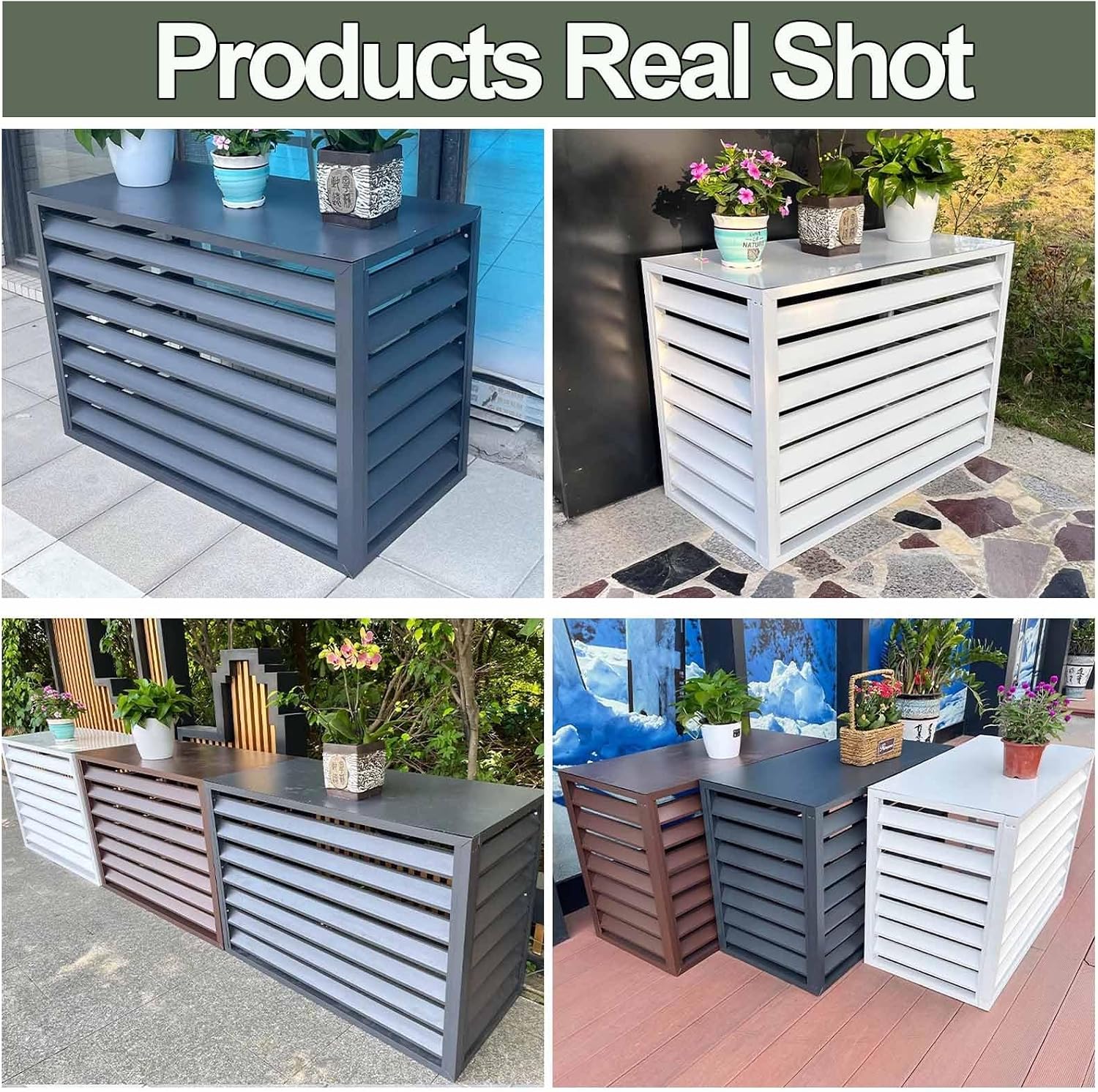  Housse De Protection En Aluminium Pour Climatiseur Extérieur, Système De Séparation AC, Résistant Aux Intempéries, Convient Pour 110 X 60 X 80 Cm, Résistante Aux UV, Idéale Pour Une Utilisation En