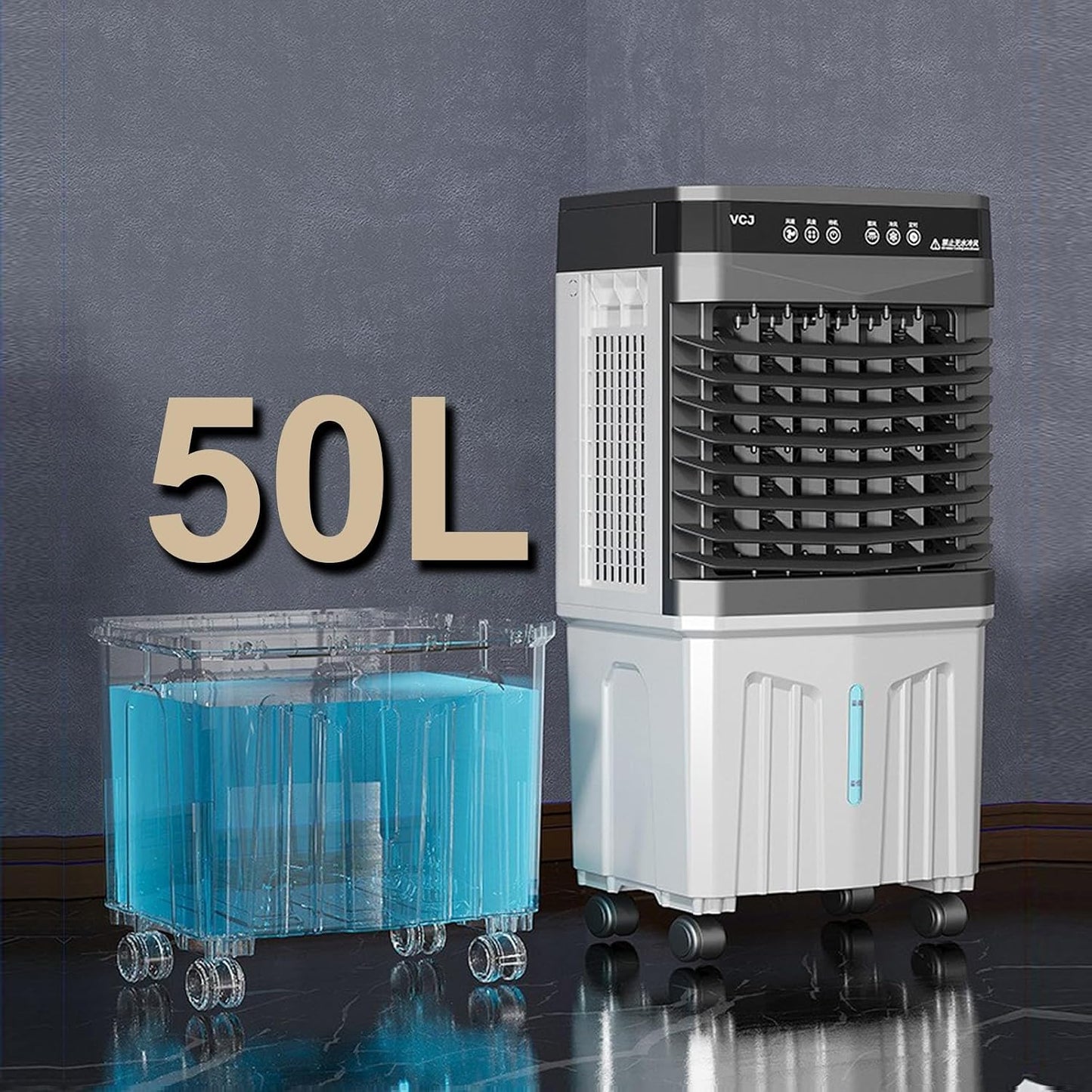 GENERIC Refroidisseur D'air évaporatif, Ventilateur De Refroidissement Portable 3 En 1 Avec Minuterie De 12 Heures, Oscillation à 120 °, Télécommande, Réservoir D'eau 13,2 Gal, 4 Packs De Glace Pour Une Utili