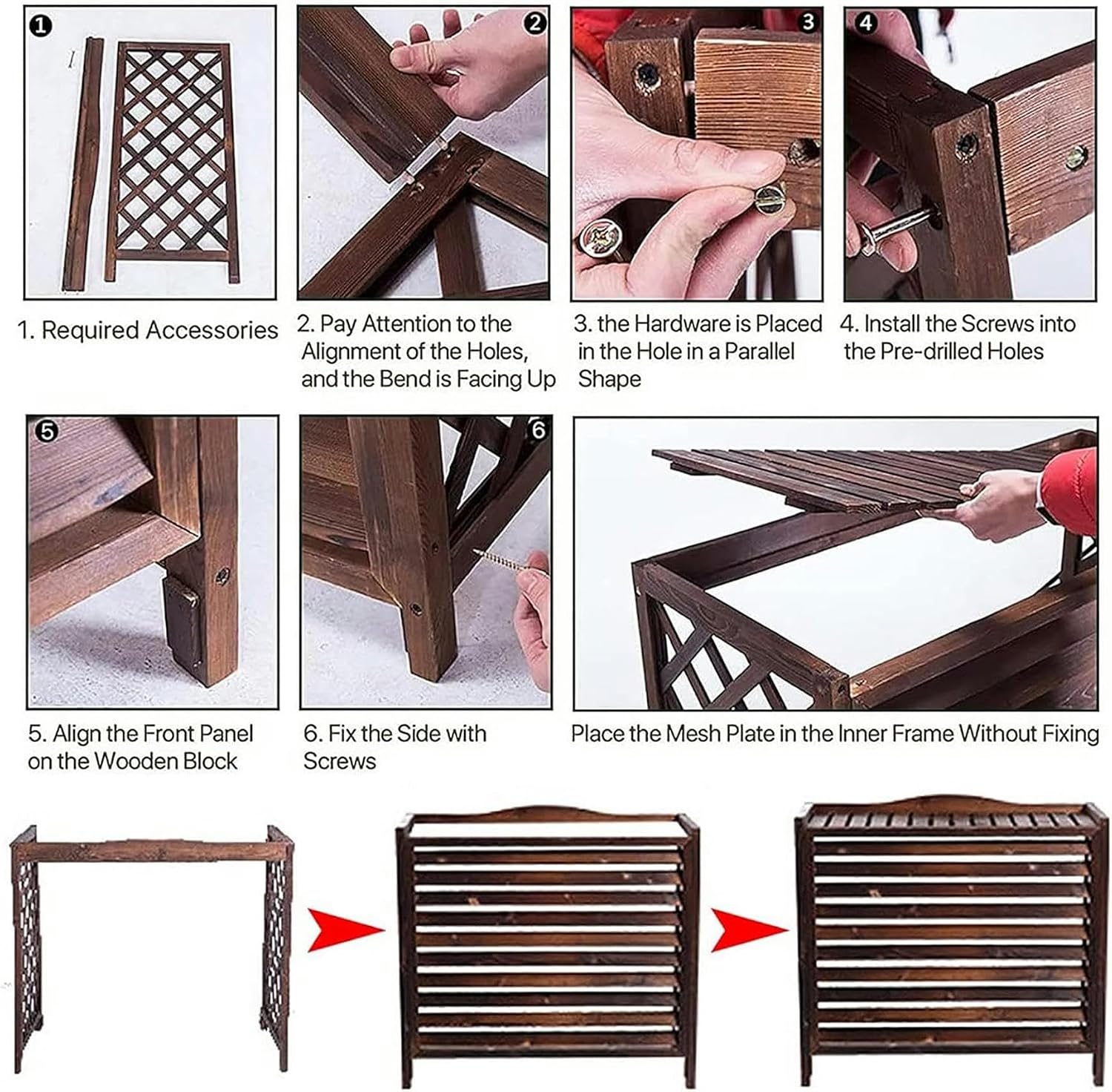  Housse Pour Climatiseur Extérieur – Séparateur D'espace à Persiennes En Bois Et Clôture élégant Support De Fleurs En Bois Massif Pour Jardin Et Terrasse