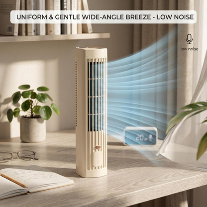  Climatiseur à Chargement Sans Fil, Ventilateur De Refroidissement Portable 2 En 1 Silencieux Avec 3 Vitesses, Climatiseur Rechargeable Par USB Pour Chambre à Coucher, Bureau, Maison, 30, 5 Cm, Marron