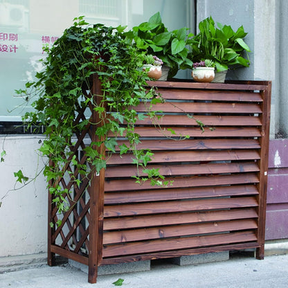  Housse En Bois Massif Pour Climatiseur Avec Support De Fleurs Et Poubelle, Garde-corps En Bois Et Grille De Protection Contre La Chaleur MP, Cadre De Volet Inclus (110 X 50 X 85 Cm)