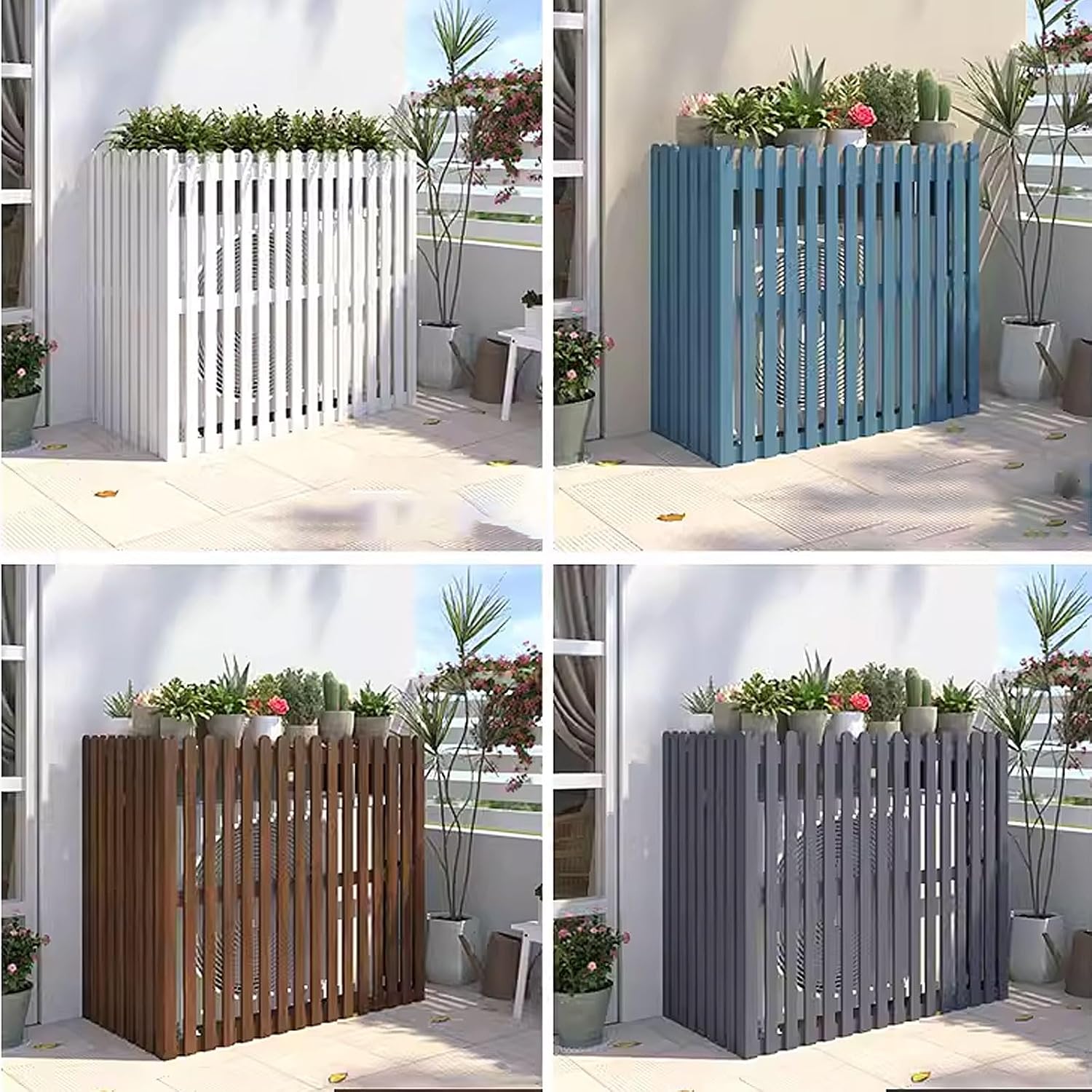  Housse De Protection En Bois Pour Climatiseur Extérieur - Résistante Aux Intempéries - Pour Jardin - Marron - 120 X 60 X 105 Cm