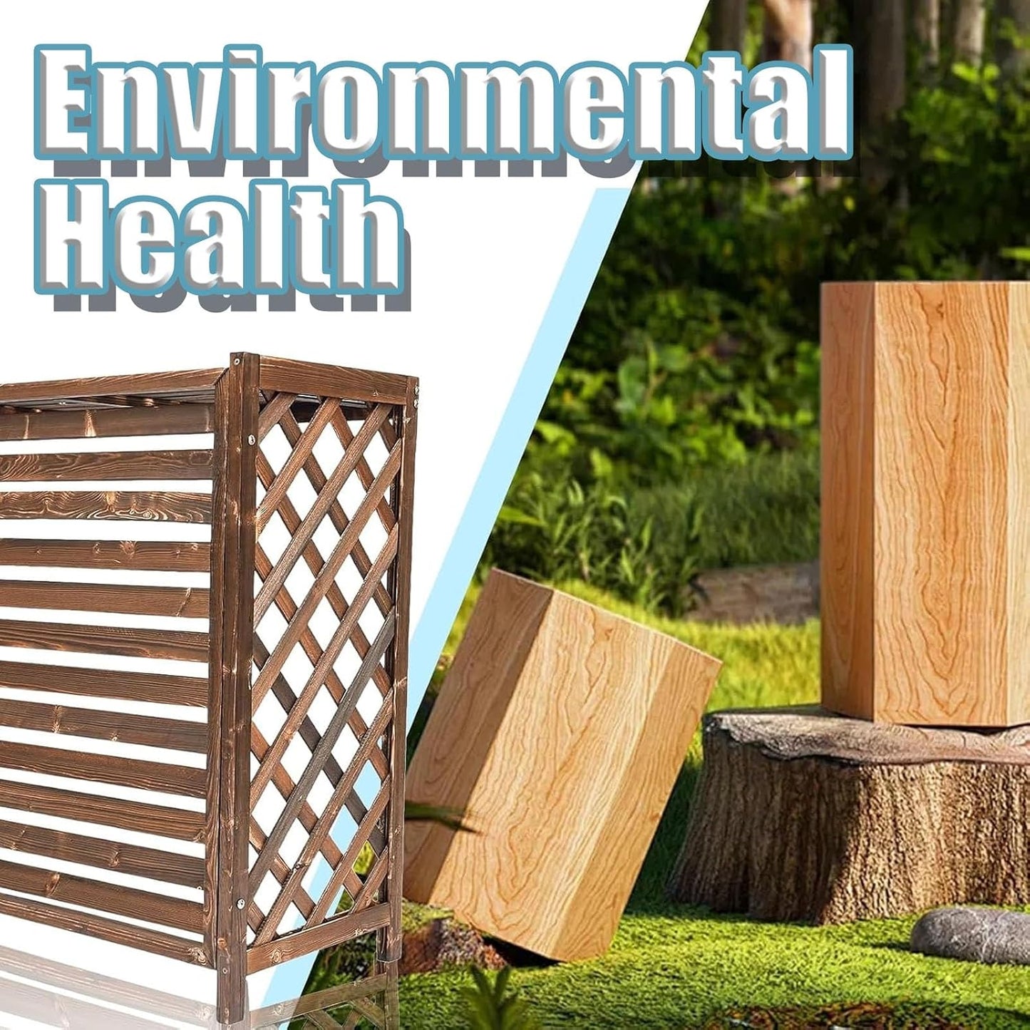  Housse De Protection Pour Climatiseur Extérieur En Bois Rustique, Installation Facile Pour Unité Extérieure, 105 X 47 X 80 Cm, Protection Pour Unité Climatique, Résistante Aux Intempéries, Décoration