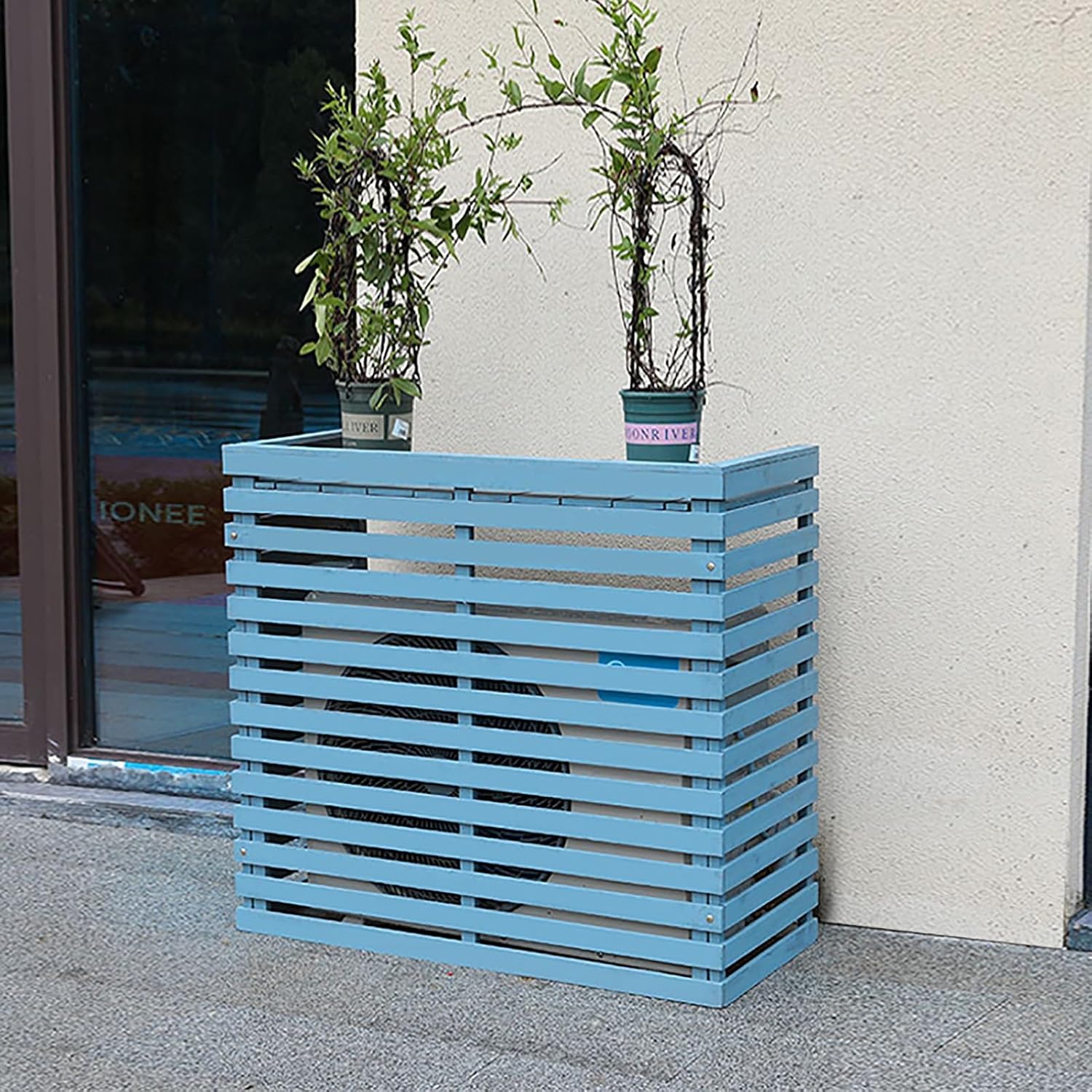  Housses Décoratives Pour Climatiseur Pour Clôture Extérieure – Housse élégante Pour Unité De Climatisation Avec Support De Plante En Bois Et Couvercle Supérieur Pour Une Protection Améliorée Et Un