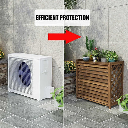  Climatiseur Extérieur Écran De Clôture Écran De Clôture De Climatisation En Bois Massif, Couvercle De Climatiseur En Bois For Unités Extérieures, Support D'usine D'étagère, Carbonisation/étanche (Siz