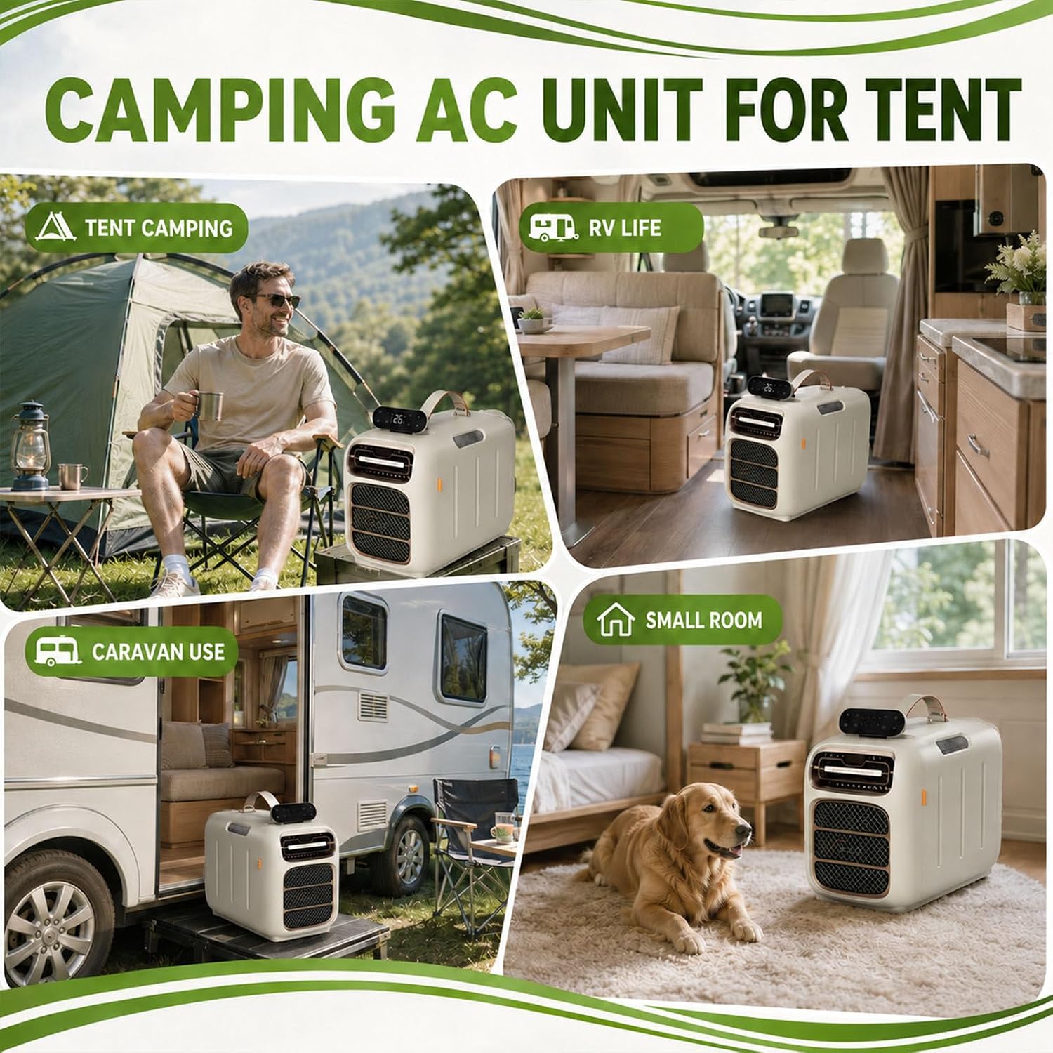  4700BTU Portable AC Pour VR, Tentes, Camping-Cars, 4-en-1 Chauffage De Refroidissement Déshumidifiant, Calme 45dB, Climatiseur Mobile Compact Pour Petits Espaces, 86-108 Pieds Carrés