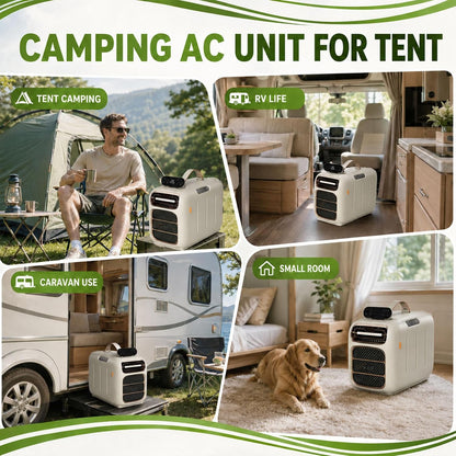  4700BTU Portable AC Pour VR, Tentes, Camping-Cars, 4-en-1 Chauffage De Refroidissement Déshumidifiant, Calme 45dB, Climatiseur Mobile Compact Pour Petits Espaces, 86-108 Pieds Carrés