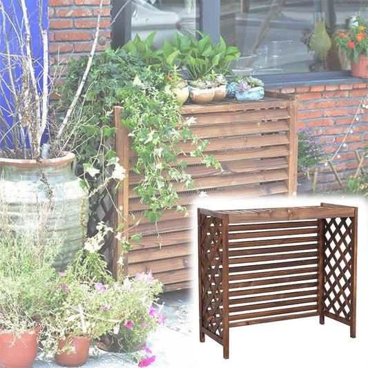  Housse De Climatiseur En Bois, Clôtures De Confidentialité Pour Climatiseur, étagère à Fleurs Décorative Pour Balcon, Cache-climatiseur Extérieur Et Tras