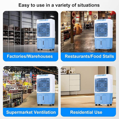 GENERIC Refroidisseur D'air évaporatif Portable, Refroidisseur De Marais Industriel Avec 3 Vitesses De Vent, Flux D'air Longue Portée Pour Usine, Entrepôt, Restaurant, Maison, Design Facile à Déplacer