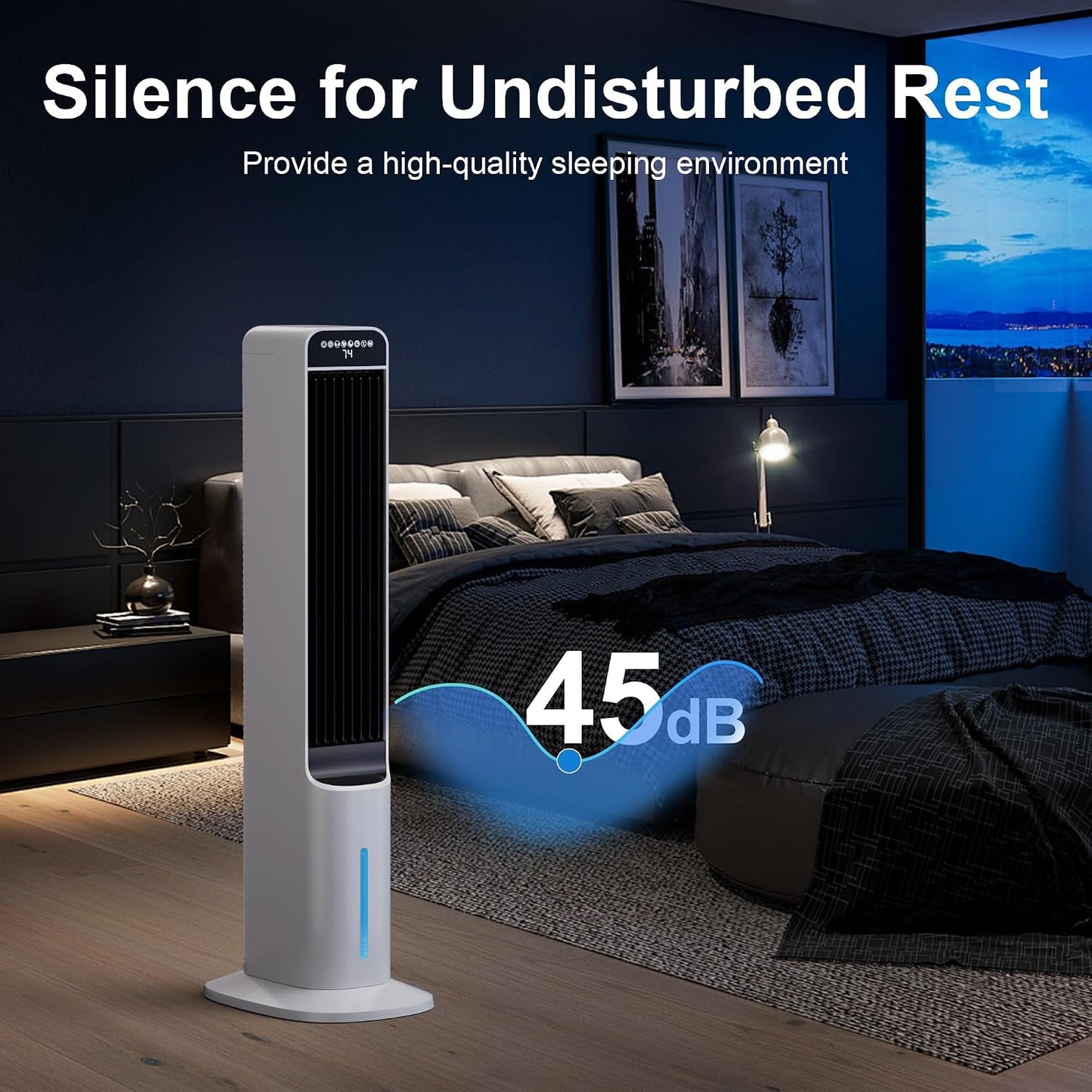 GENERIC Climatiseur Portable Sans Fenêtre, Ventilateur Tour 3 En 1 Avec Télécommande, 3 Vitesses, Refroidisseur De Marais à Oscillation 120 °, Refroidisseur Par évaporation Avec Minuterie De 12 Heures Pour Un