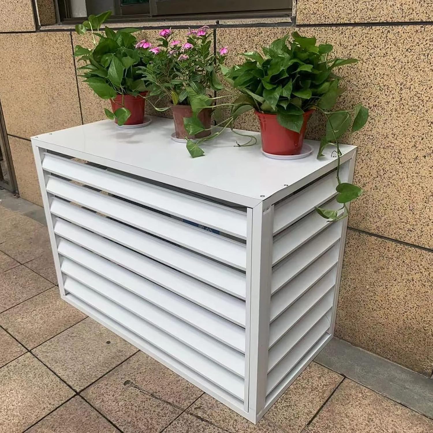 GENERIC Housse De Protection Pour Climatiseur Extérieur – Pare-vue Décoratif Anti-vol Pour Climatiseurs Séparés – Protection Pour Climatiseurs Extérieurs