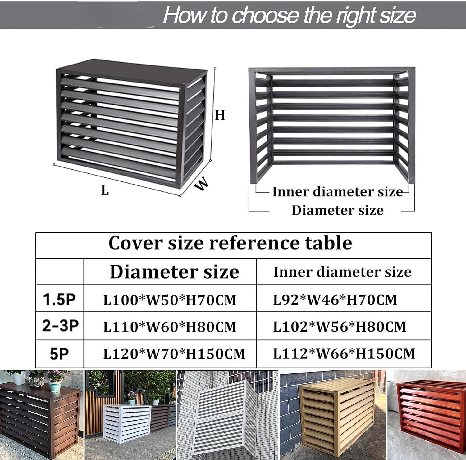 GENERIC Housse De Pompe à Chaleur En Alliage D'aluminium Pour Climatiseur Extérieur 2-3P - Clôture Et Support De Fleurs - Réduction Du Bruit - Accessoires Pour Un Meilleur Attrait De Trottoir
