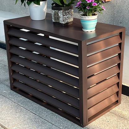  Housse De Climatiseur D'extérieur En Aluminium Et Bouclier De Pompe à Chaleur, Mini Unité De Climatisation Divisée, Support De Plantes, Réduction Du Bruit, Design Plat Marron, Résistant Aux