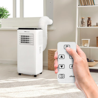  Ufesa Climatiseur Portable A7 3en1, Refroidissement, Ventilation Et Déshumidification, 7000 BTU/jour, Silencieux, Affichage LED, Minuterie 24h, Jusqu'à 12m², Gaz R290, Télécommande