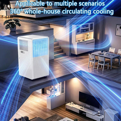 GENERIC Climatiseur Portable 8000 BTU Pour Pièces Jusqu'à 300 M², Refroidissement Silencieux, Déshumidificateur, Ventilateur, Télécommande, Minuterie 24h, Kit De Fenêtre Inclus, Mobilité Facile