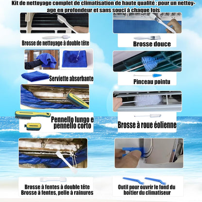 Kit De Nettoyage En Profondeur Pour Le Nettoyage De Climatiseur, Sac De Nettoyage De Climatiseur Avec Tuyau D'eau (13 Pièces, Grand, Bleu Ciel)