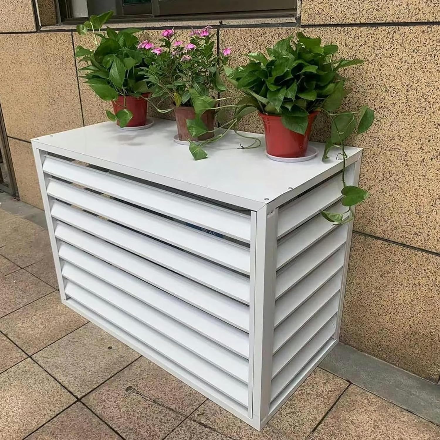  Housse De Protection Extérieure En Aluminium Pour Climatiseur Et Pompe à Chaleur, Résistante Aux Intempéries, Marron, Pour Poubelles Ou Unités De Climatisation, écran De