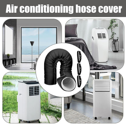  Manchon Isolant Pour Tuyau Ca Portable, 150x53cm Avec 3 Sangles À Boucle | Housse Protection Tuyau Climatiseur Portable Pour 5, 5.9In, Pour Hiver Extérieur Intérieur Garage Camping-Car
