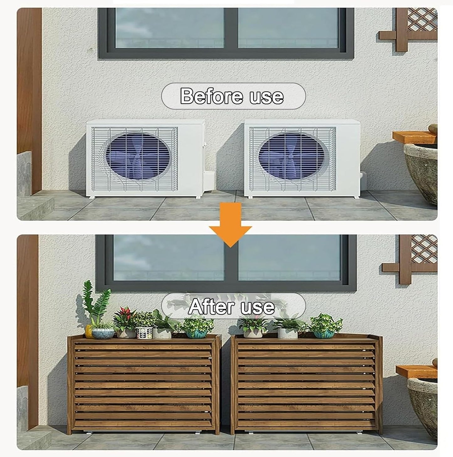  Housse De Protection Pour Climatiseur Extérieur En Bois Rustique, Installation Facile Pour Unité Extérieure, 105 X 47 X 80 Cm, Protection Pour Unité Climatique, Résistante Aux Intempéries, Décoration