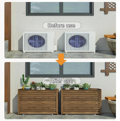  Housse De Protection Pour Climatiseur Extérieur En Bois Rustique, Installation Facile Pour Unité Extérieure, 105 X 47 X 80 Cm, Protection Pour Unité Climatique, Résistante Aux Intempéries, Décoration