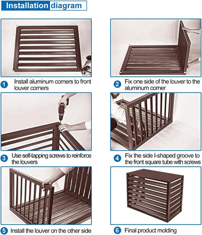 GENERIC Housse De Protection En Aluminium Marron Pour Climatiseur Installation Facile Taille Extérieure 110 X 60 X 80 Cm Bouclier AC Résistant Aux Intempéries Pour Un Usage Domestique
