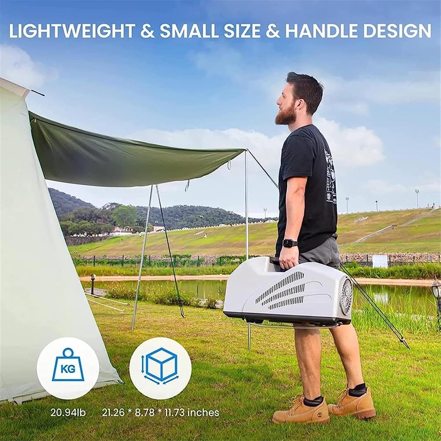 GENERIC Climatiseur Mobile Portable, Refroidisseur D'air Extérieur Pour Camping-car Avec 3 Vitesses De Vent, Faible Consommation D'énergie Pour Tente Et Camion