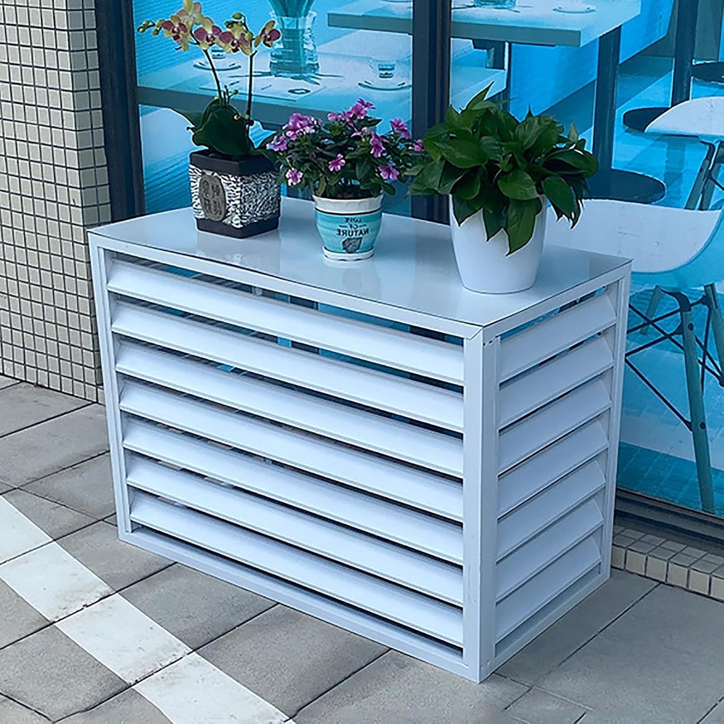  Housse De Climatiseur Extérieur, Protection De Pompe à Chaleur, Protection D'écran En Aluminium Pour Clôture De Jardin, Résistant Aux Intempéries Et (couleur : Blanc)