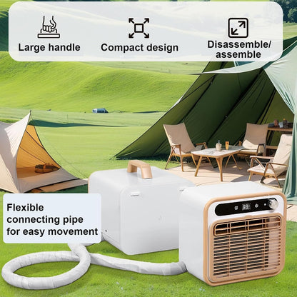  Climatiseur Portable Divisé, Unité De Climatisation De Camping Silencieux Avec WiFi Et Télécommande, 12H Minuterie, 1303m3/h Airflow, Refroidisseur D'air Sans Tuyau Léger Pour Tente, VR, Camion, Carav