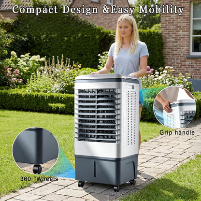  Climatiseur Mobile Portable 20l, 3 Vitesses, TéLéCommande, Minuterie 7.5h, RéServoir D'eau Amovible, Refroidisseurs éVaporation Pour Maison, Bureau, Pour Un Espace De 5 à 30 M²