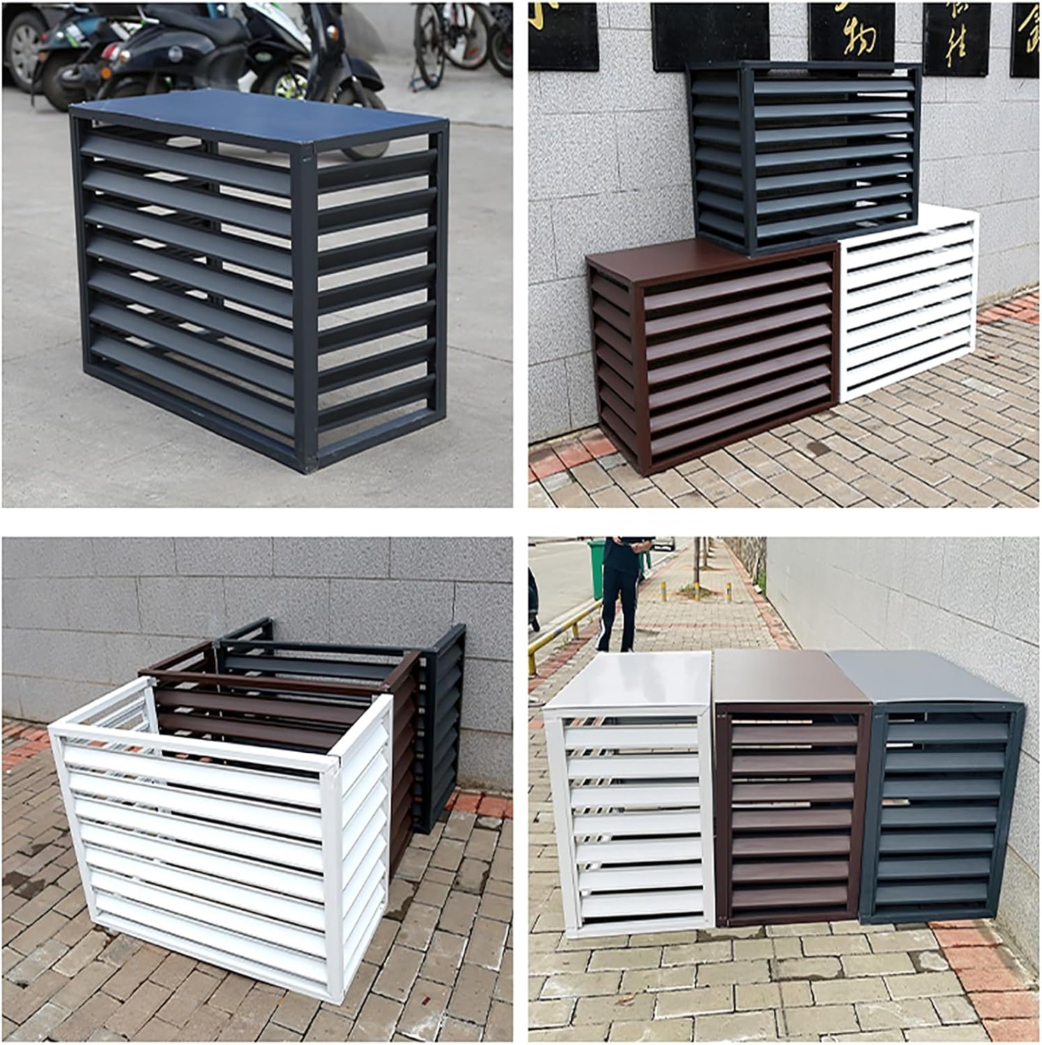 GENERIC Écran De Protection En Aluminium Pour Climatiseur Extérieur - Clôture élégante Pour Climatiseur - Protection Pour Pompe à Chaleur - Design Résistant Aux Intempéries