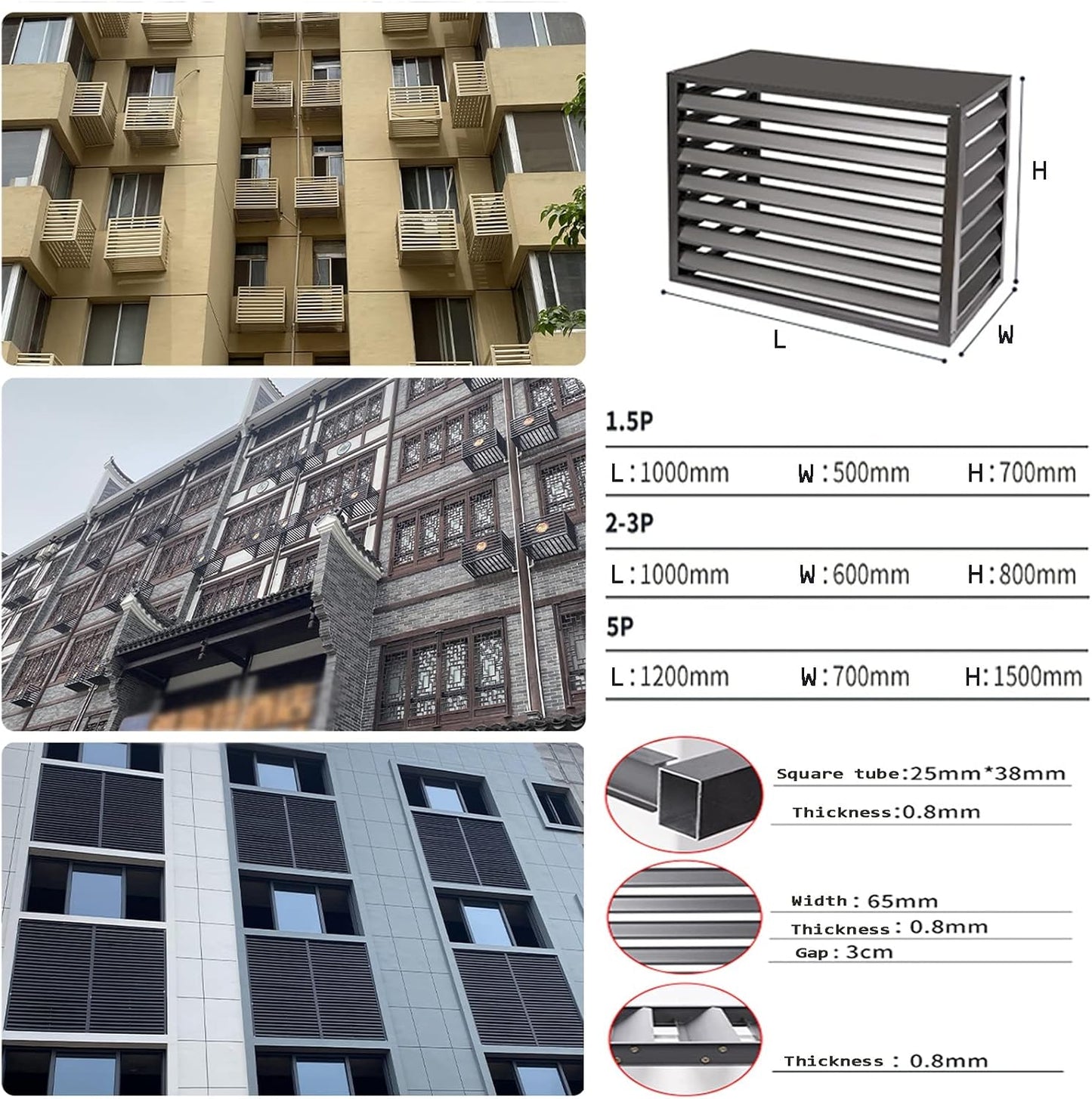  Housse De Protection Décorative Pour Climatiseur Extérieur En Aluminium - Protection Contre Les Intempéries Pour Unités De Climatisation - Boîtier Autonome Pour Poubelle, CVC Et Housse élégante