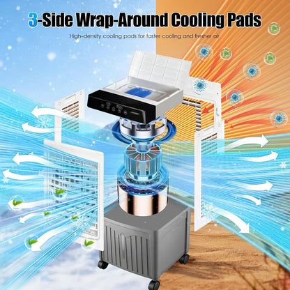  Climatiseur De Marais, Refroidisseur D'air Par évaporation De 4 000 CFM, Réservoir D'eau De 37 Litres, 3 Modes, 3 Vitesses, Télécommande, Minuterie De 7,5 H, Climatisation Portable Sans