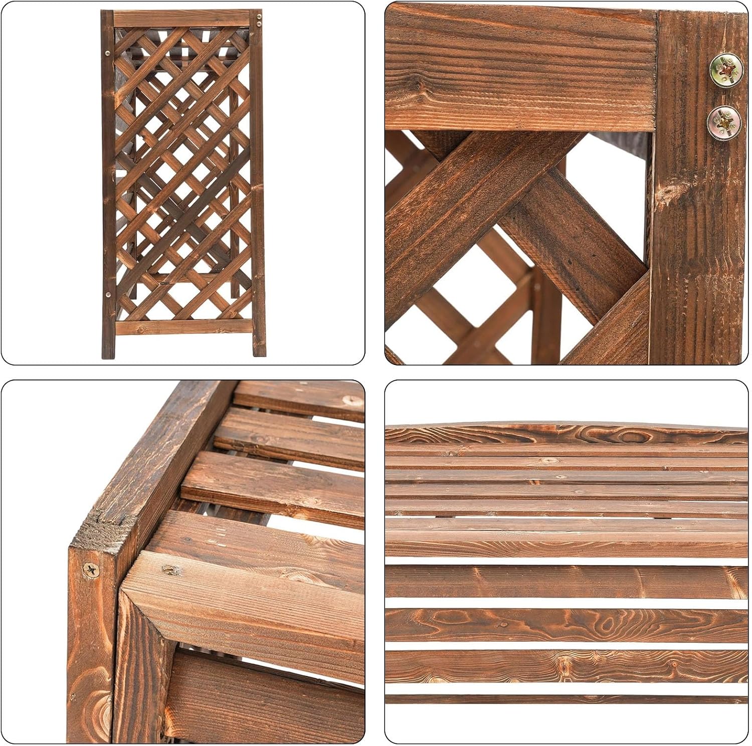 Écran De Protection Pour Climatiseur Extérieur En Bois – Panneau De Confidentialité Autoportant Pour Unités De Climatisation – Housse Résistante Aux Intempéries (105 X 47 X 80 Cm)