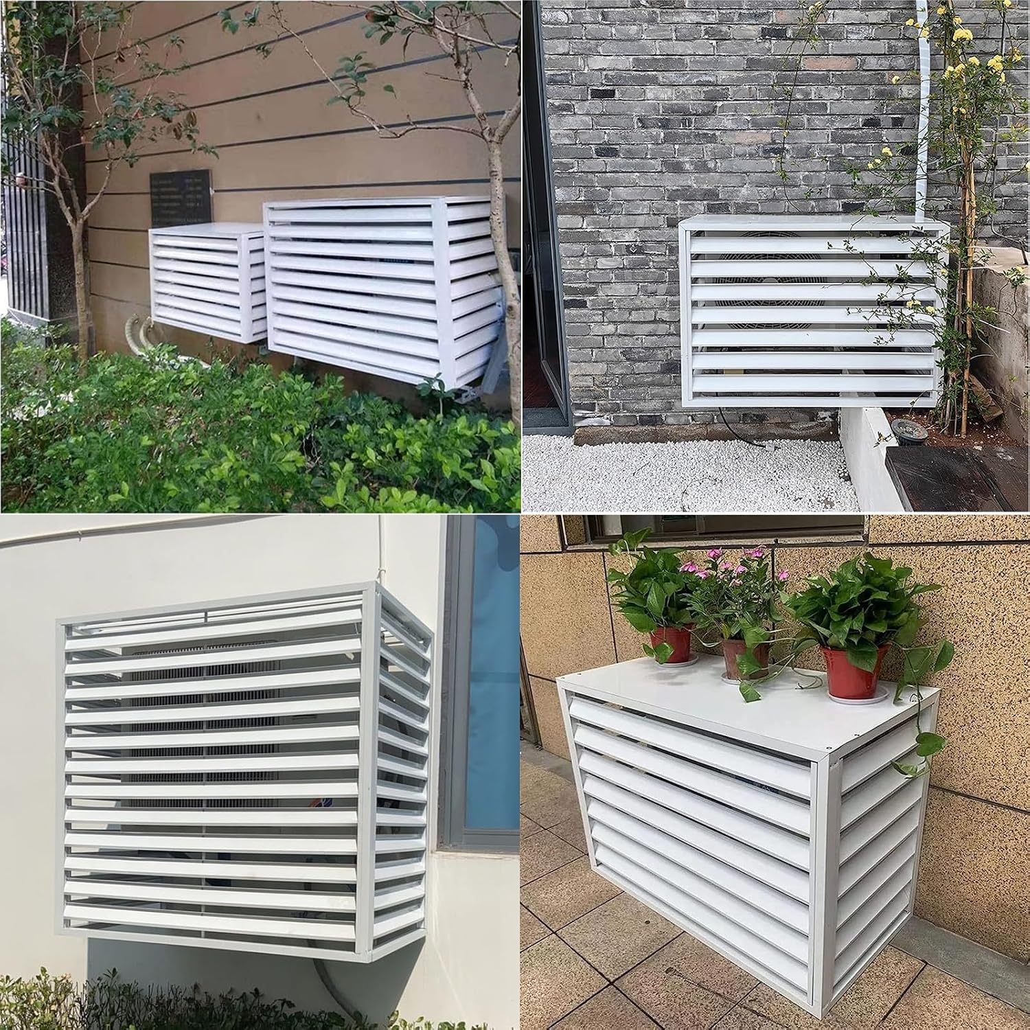 GENERIC Housse De Protection En Aluminium Pour Climatiseur Et Pompe à Chaleur, Résistante Aux Intempéries, Blanc Et Gris, 110 Cm, Parfaite Pour Une Protection Toute L'année