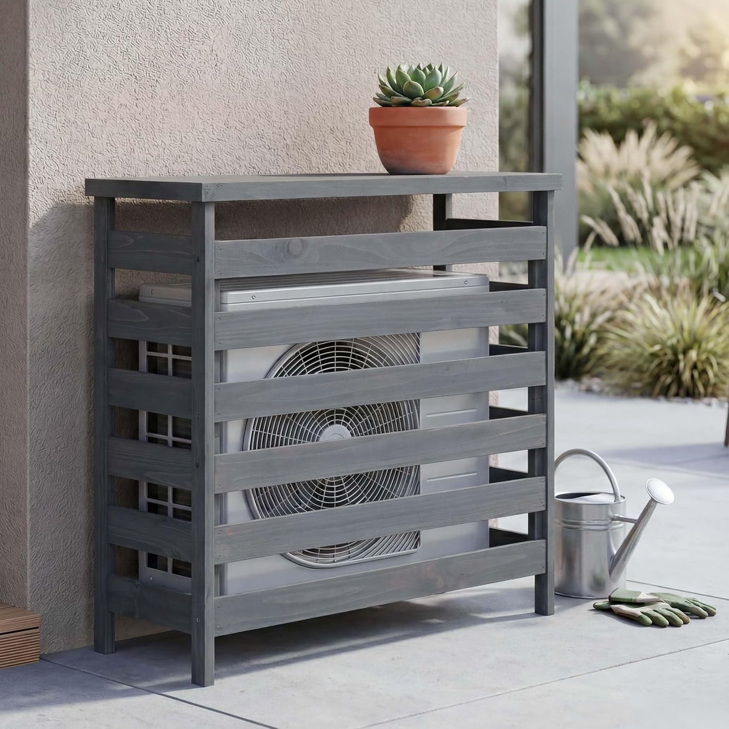  Mendler Habillage Pour Climatiseur/échangeur Thermique HWC-Q15, Cache En Bois Certifié MVG 78 X 84 X 32 Cm - Couleur Naturelle