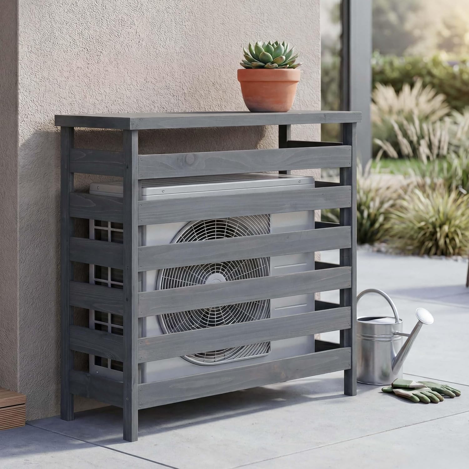  Mendler Habillage Pour Climatiseur/échangeur Thermique HWC-Q15, Cache En Bois Certifié MVG 78 X 84 X 32 Cm - Couleur Naturelle