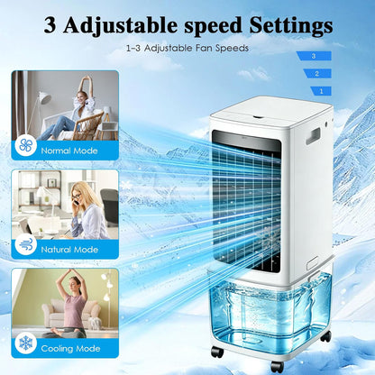  Rafraîchisseur D'Air 12L 4-en-1 Climatiseur Mobile, Humidificateur Purificateur Avec Télécommande Et 2 Packs De Glace, Écran Tactile