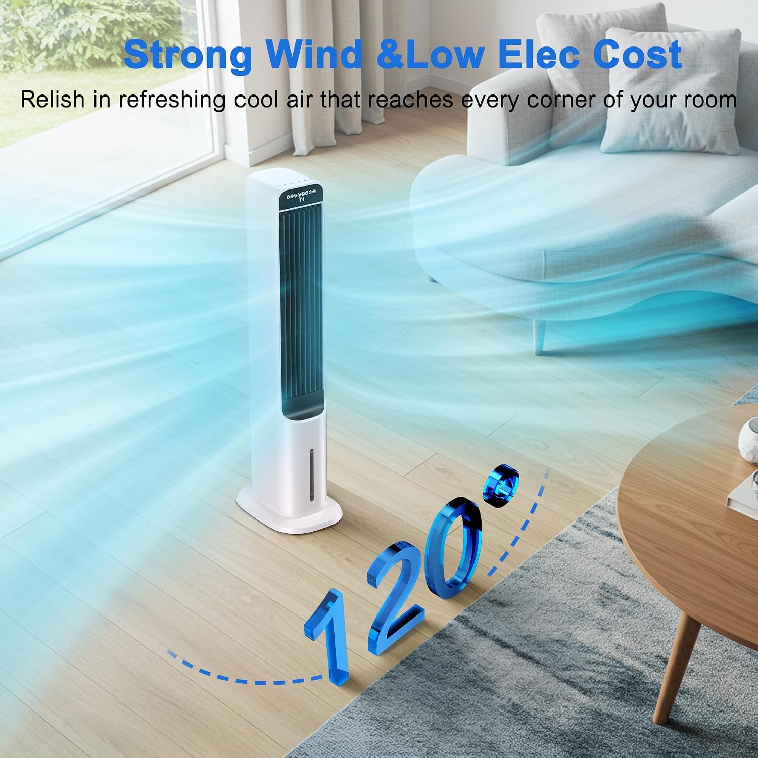 GENERIC Climatiseur Portable Sans Fenêtre, Ventilateur Tour 3 En 1 Avec Télécommande, 3 Vitesses, Refroidisseur De Marais à Oscillation 120 °, Refroidisseur Par évaporation Avec Minuterie De 12 Heures Pour Un