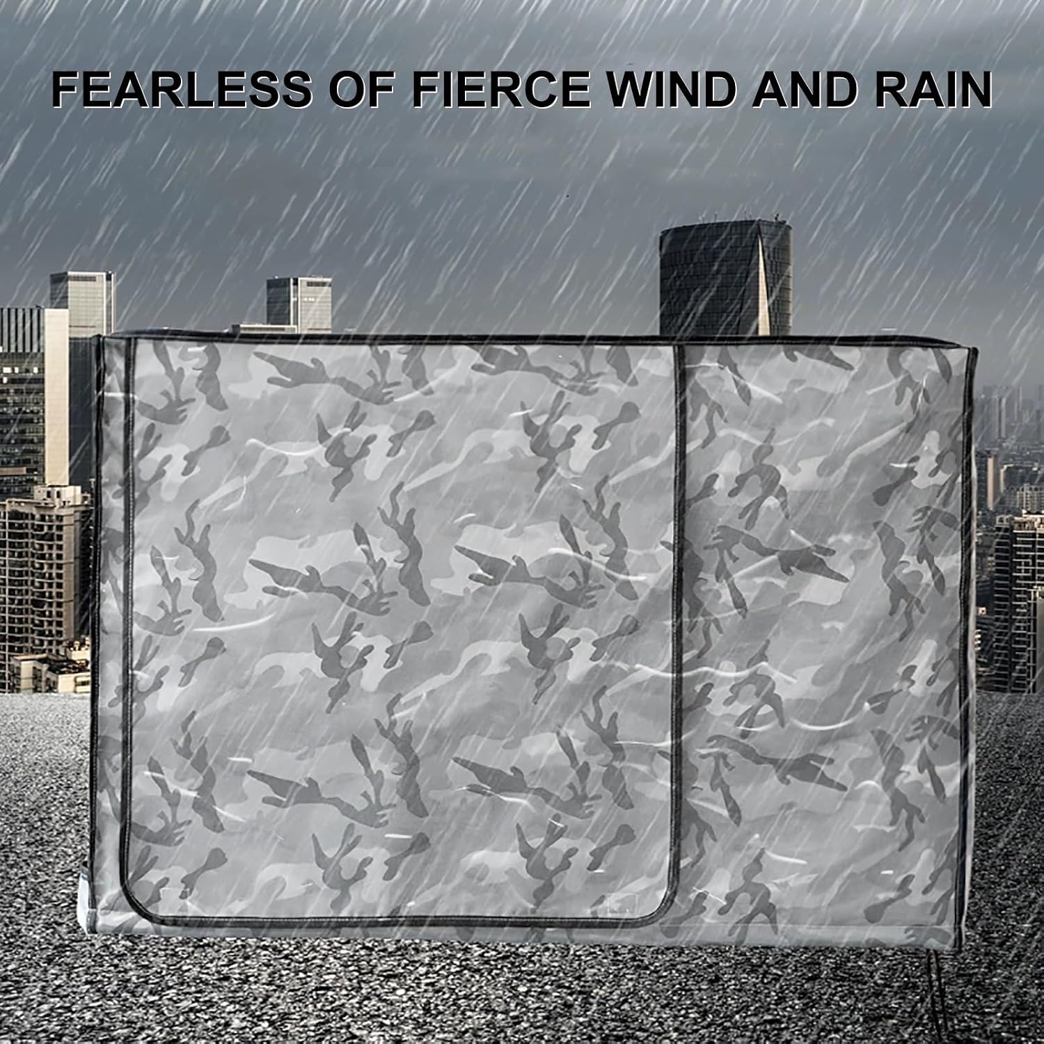 GENERIC Housse De Protection Pour Climatiseur Extérieur – Protection Solaire Imperméable Pour Climatiseurs De Fenêtre Argenté 94 X 68 X 36 Cm Avec Filet Noir Pour Une Durabilité Et Une Résistance Aux