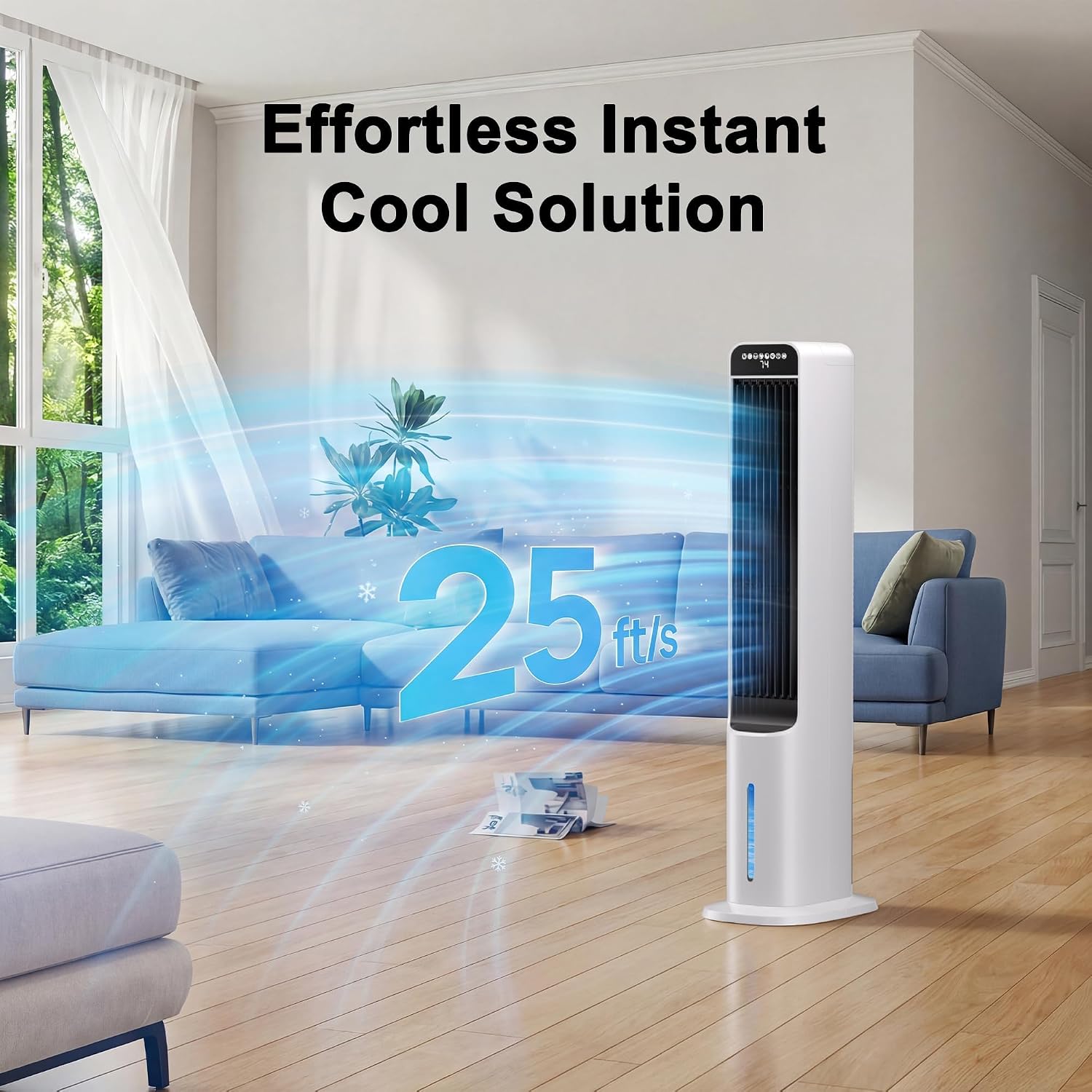 GENERIC Climatiseur Portable Sans Fenêtre, Ventilateur Tour 3 En 1 Avec Télécommande, 3 Vitesses, Refroidisseur De Marais à Oscillation 120 °, Refroidisseur Par évaporation Avec Minuterie De 12 Heures Pour Un