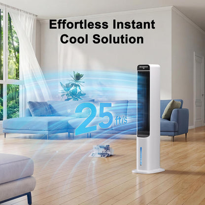 GENERIC Climatiseur Portable Sans Fenêtre, Ventilateur Tour 3 En 1 Avec Télécommande, 3 Vitesses, Refroidisseur De Marais à Oscillation 120 °, Refroidisseur Par évaporation Avec Minuterie De 12 Heures Pour Un