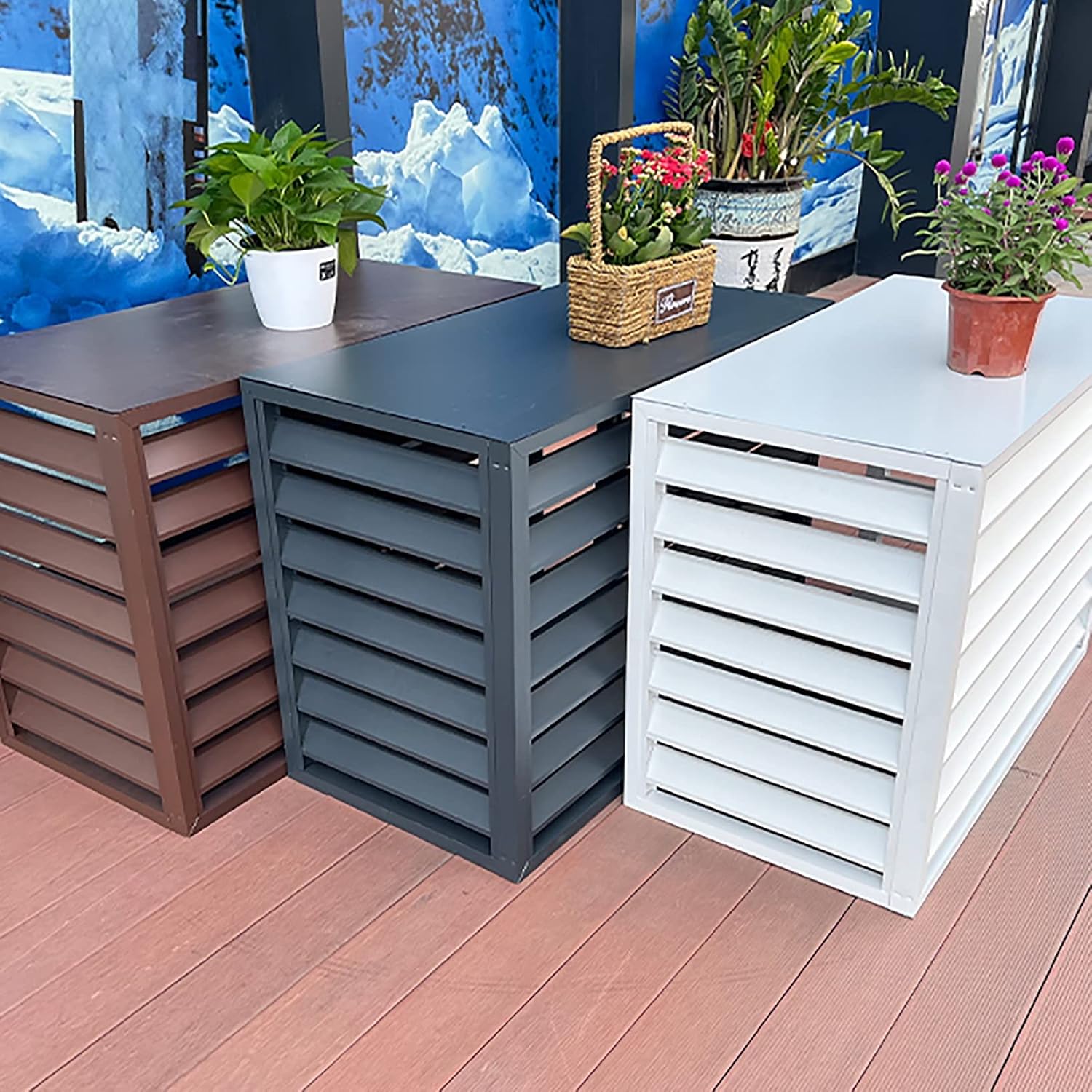  Housse De Protection Pour Climatiseur Extérieur – Écran De Protection Toutes Saisons – Clôture D'intimité Décorative – Protection Antivol Pour Climatisation – Pour Unités Extérieures – Protection