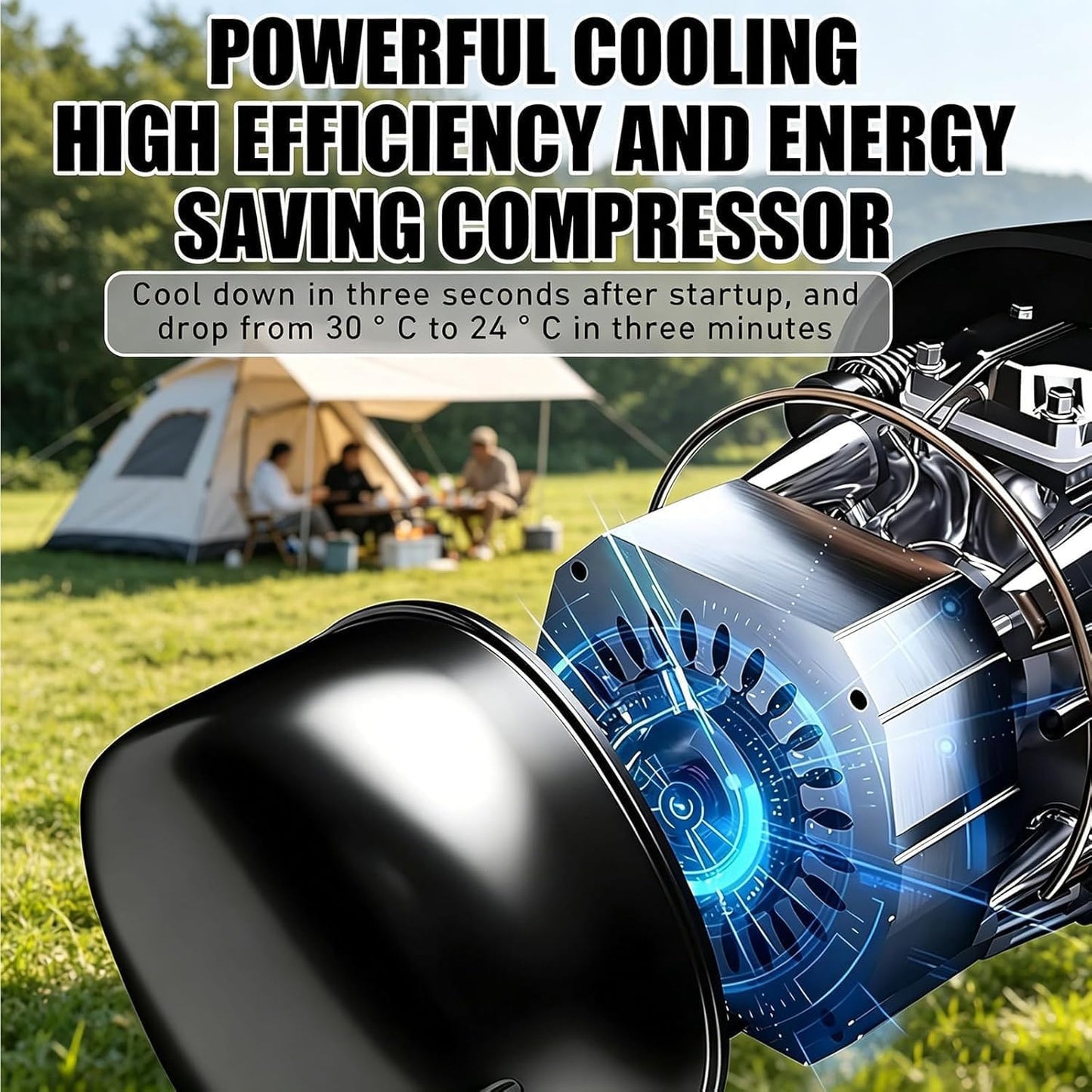  Climatiseur Portable 4800BTU, Silencieux ≤40dB, Refroidissement & Chauffage 16-32°C, Compresseur Intégré,Coque ABS Durable, Pour Tente Camping-Car Caravane Fourgon Cooling&Heating
