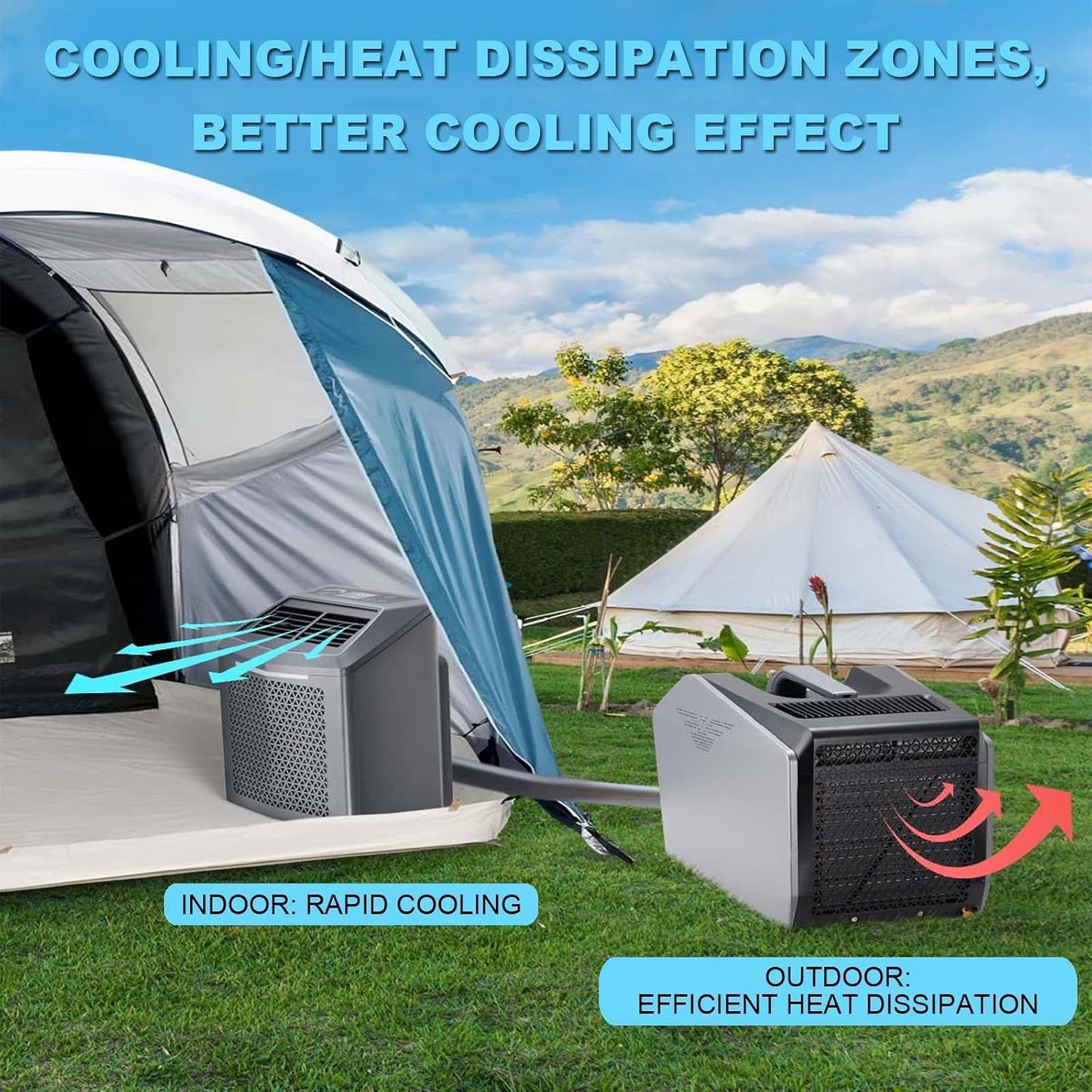  Climatiseur Portatif De 6 000 Btu | Climatiseur Portable De Camping, Design Split, Écran Tactile LED Et Télécommande, 3 Vitesses, Pour Camping, Bureau, Dortoir, Camping-Car