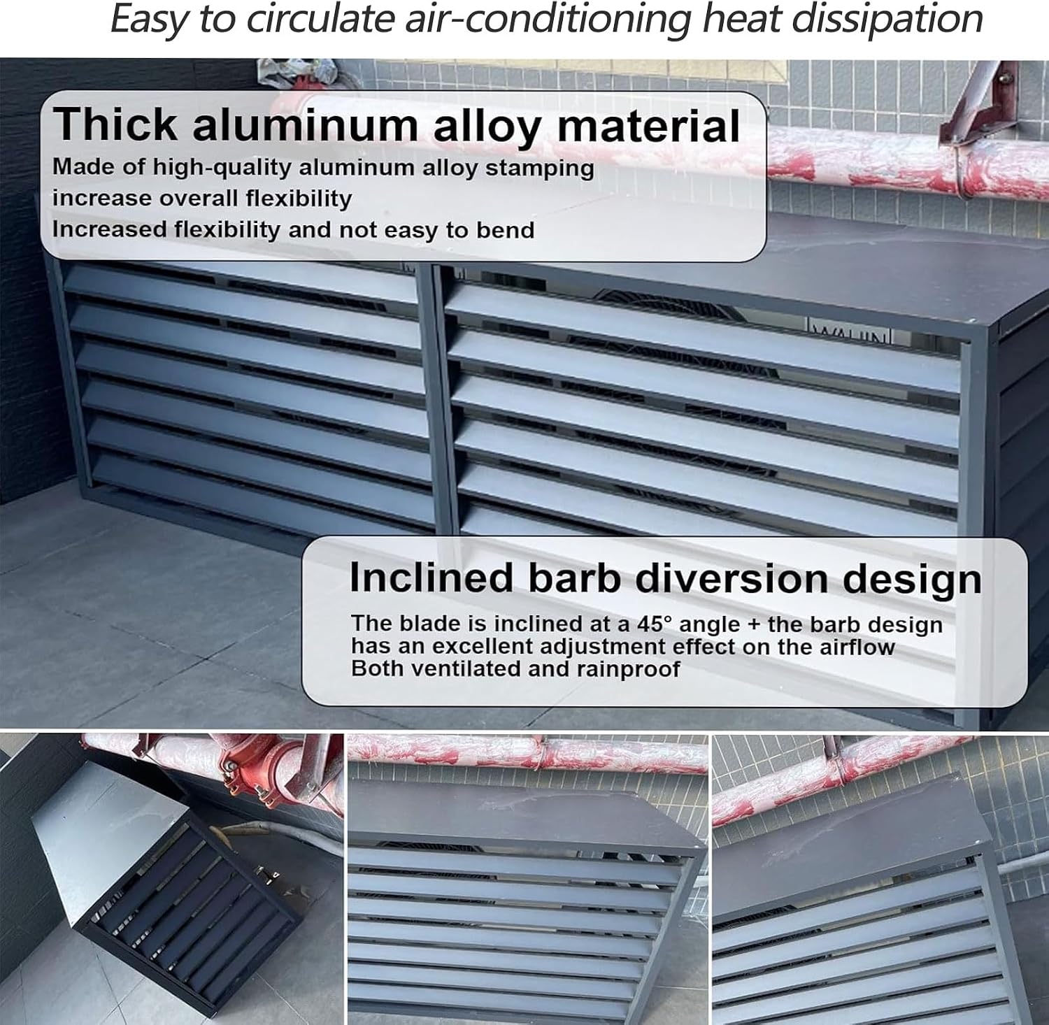  Housse De Protection Pour Climatiseur Extérieur – Protection En Aluminium Résistante Aux Intempéries Pour Pompes à Chaleur 1,5P/2 ~ 3P/5P – Clôture De Confidentialité AC Pour Protéger Contre Les