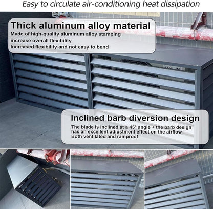 GENERIC Couvercle De Pompe à Chaleur AC En Alliage D'aluminium Et Volets De Support De Fleurs – Réduction Du Bruit – Accessoires Résistants Aux Intempéries Pour Climatiseur 2-3P Améliorant La Façade De La