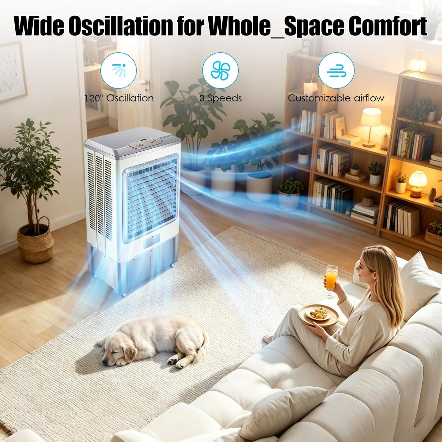  Climatiseur Portable, 12L, 3 IN 1 Ventilateur De Refroidisseur D'air évaporatif Avec écran à Distance Et LED, 3 Vitesses, 4 Modes, Réservoir, 2Ice Packs, 7.5H Minuterie Pour Le Bureau De Chambre à Dom