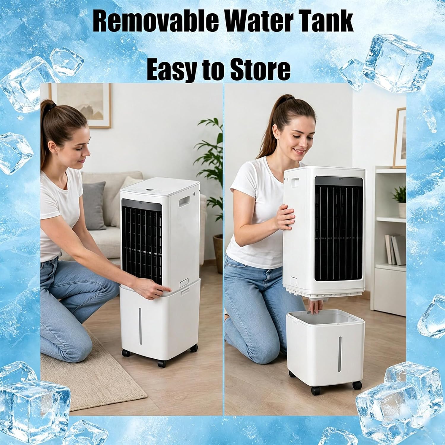 GENERIC Refroidisseur D'évaporation Portable 12L Avec Télécommande Et Minuterie, Ventilateur De Climatiseur Basse énergie Avec Roues, Brime Silencieux Pour La Chambre De Bureau à Domicile