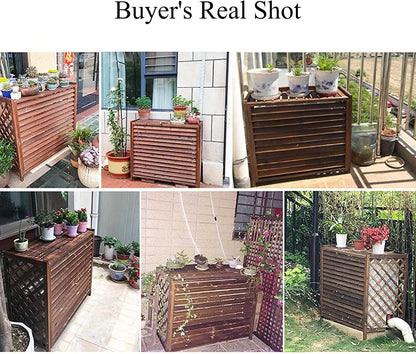 GENERIC Housse De Climatiseur D'extérieur En Bois Robuste Pour Climatiseurs Et Pompes à Chaleur - Grilles De Protection En Bois Massif - Clôture Et Support De Fleurs